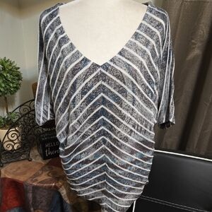 Chic V-Neck Striped Short Sleeve Sweater Tee